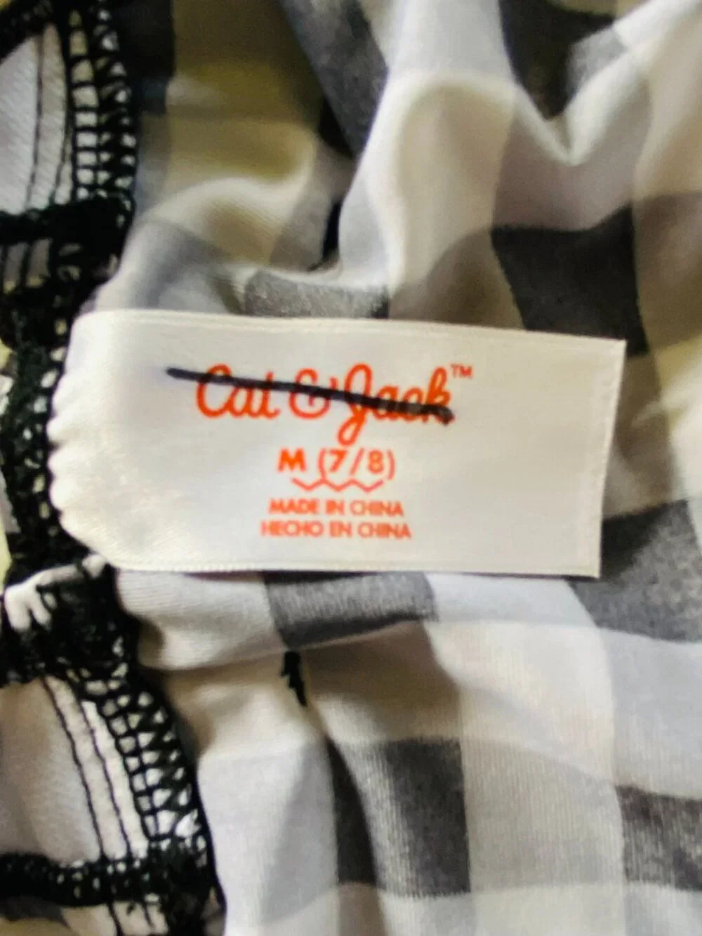 Cat & Jack Girl's size 7/8 black & white gingham tankini swim tank top rainbow